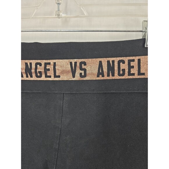Victoria's Secret Angel Foldover Black & Rose Gold Foil Yoga Pants Large SHORT - Picture 2 of 8